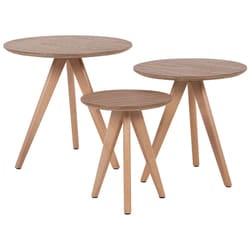 Set of 3 Coffee Tables VEGAS Light Brown