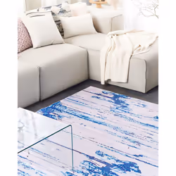Area Rug 140 x 200 cm Beige and Blue BURDUR