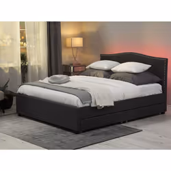 Bed with Storage Drawers Fabric MONTPELLIER 160 x 200 cm (EU King Size) LED Grey