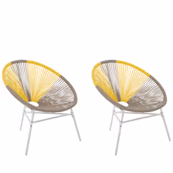 Set of 2 Garden Chairs ACAPULCO PE Rattan Taupe