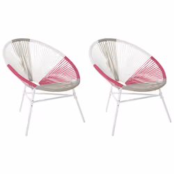 Set of 2 Garden Chairs ACAPULCO PE Rattan Fuchsia Pink