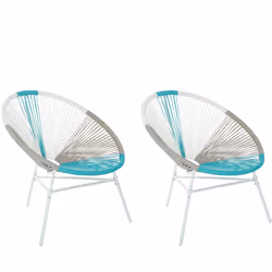 Set of 2 Garden Chairs ACAPULCO PE Rattan White