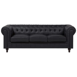 Sofa CHESTERFIELD Faux Leather Black 3 Seater