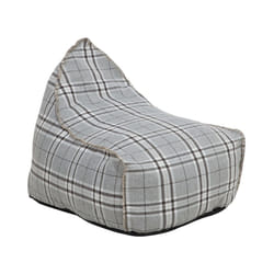 Linen Bean Bag Chair Checked Grey DROP
