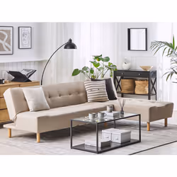 Modular Corner Sofa Bed ALSTEN Fabric Light Beige 4 Seater Left Hand