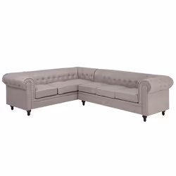 Corner Sofa CHESTERFIELD Fabric Beige 6 Seater Right Hand
