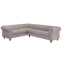 Corner Sofa CHESTERFIELD Fabric Beige 6 Seater Right Hand