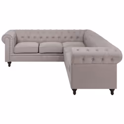 Corner Sofa CHESTERFIELD Fabric Beige 6 Seater Right Hand
