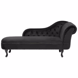 Right Hand Chaise Lounge NIMES Velvet Black
