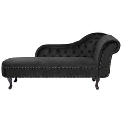 Right Hand Chaise Lounge NIMES Velvet Black