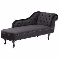 Right Hand Chaise Lounge NIMES Velvet Black