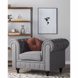 Armchair CHESTERFIELD Fabric Light Grey