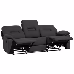 Manual Recliner Sofa BERGEN Fabric Dark Grey 3 Seater