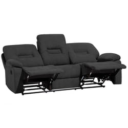 Manual Recliner Sofa BERGEN Fabric Dark Grey 3 Seater