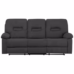 Manual Recliner Sofa BERGEN Fabric Dark Grey 3 Seater
