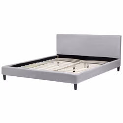 Bed with LED Fabric FITOU 180 x 200 cm (EU Super King) Light Grey