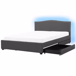 Bed with Storage Drawers Fabric MONTPELLIER 180 x 200 cm (EU Super King) LED Multicolour