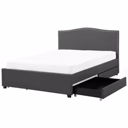 Bed with Storage Drawers Fabric MONTPELLIER 180 x 200 cm (EU Super King) LED Dark Grey