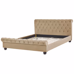 Bed Velvet AVALLON 160 x 200 cm (EU King Size) Beige