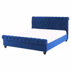 Bed Velvet AVALLON 160 x 200 cm (EU King Size) Navy Blue