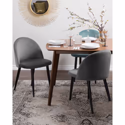 Set of 2 Dining Chairs VISALIA Velvet Grey - Additional view 5