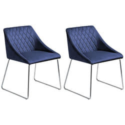 Set of 2 Dining Chairs ARCATA Velvet Navy Blue