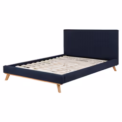 Bed Chenille TALENCE 160 x 200 cm (EU King Size) Dark Blue