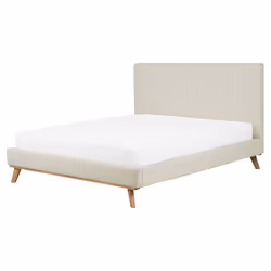 Bed Chenille TALENCE 160 x 200 cm (EU King Size) Light Beige