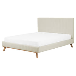 Bed Chenille TALENCE 160 x 200 cm (EU King Size) Light Beige