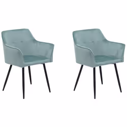 Set of 2 Dining Chairs JASMIN Velvet Mint Green