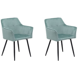 Set of 2 Dining Chairs JASMIN Velvet Mint Green