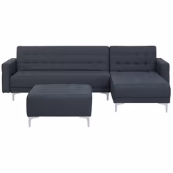 Modular Corner Sofa Bed ABERDEEN Fabric Dark Grey with Ottoman 4 Seater Left Hand