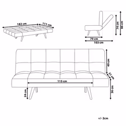 Sofa Bed INGARO Fabric Grey 2 Seater