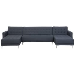 Modular U-Shape Sofa Bed ABERDEEN Fabric Dark Grey 5 Seater