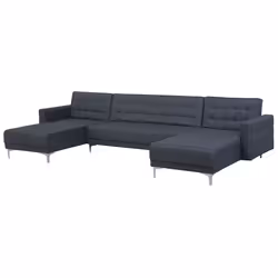 Modular U-Shape Sofa Bed ABERDEEN Fabric Dark Grey 5 Seater