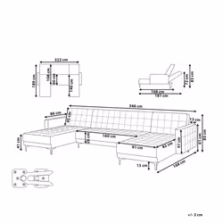 Modular U-Shape Sofa Bed ABERDEEN Fabric Dark Grey 5 Seater