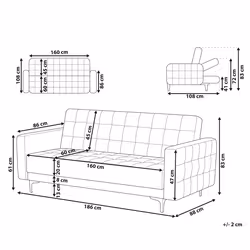 Sofa Bed ABERDEEN Fabric Dark Grey 3 Seater