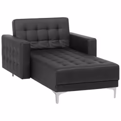 Chaise Longue ABERDEEN Faux Leather Black