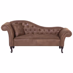 Left Hand Chaise Lounge LATTES Faux Suede Light Brown