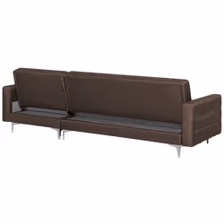 Modular Corner Sofa Bed ABERDEEN Fabric Dark Brown with Ottoman 4 Seater Left Hand