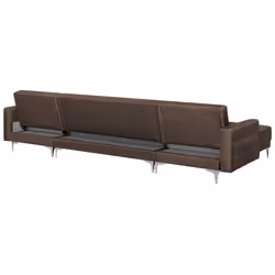 Modular U-Shape Sofa Bed ABERDEEN Fabric Dark Brown with Ottoman 5 Seater