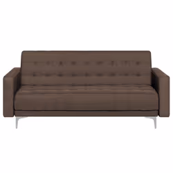 Sofa Bed ABERDEEN Fabric Dark Brown 3 Seater