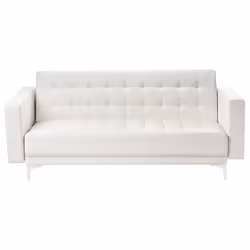 Sofa Bed ABERDEEN Faux Leather White 3 Seater