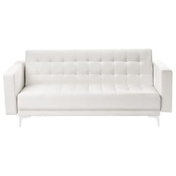 Sofa Bed ABERDEEN Faux Leather White 3 Seater
