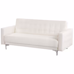 Sofa Bed ABERDEEN Faux Leather White 3 Seater