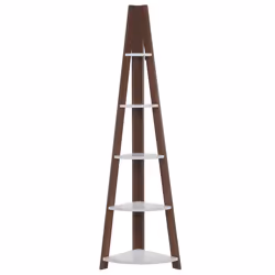 Corner 5 Tier Bookcase MOBILE SOLO 175 cm Brown/ White