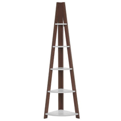 Corner 5 Tier Bookcase MOBILE SOLO 175 cm Brown/ White