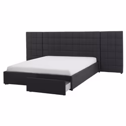 Bed with Storage Drawers Fabric MILLAU 160 x 200 cm (EU King Size) Dark Grey