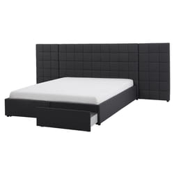 Bed with Storage Drawers Fabric MILLAU 160 x 200 cm (EU King Size) Dark Grey