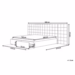 Bed with Storage Drawers Fabric MILLAU 160 x 200 cm (EU King Size) Dark Grey